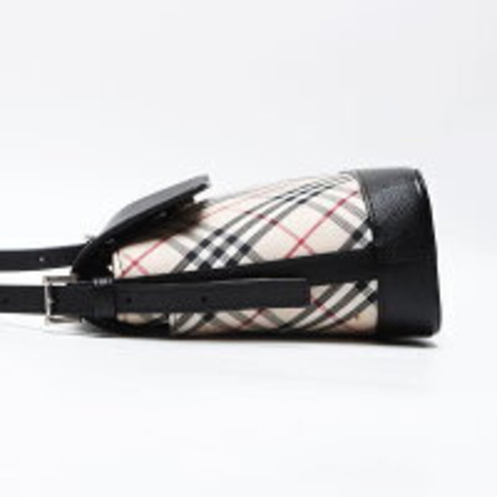 Burberry Nova Check Leather Shoulder Bag Beige Black - Picture 4 of 13